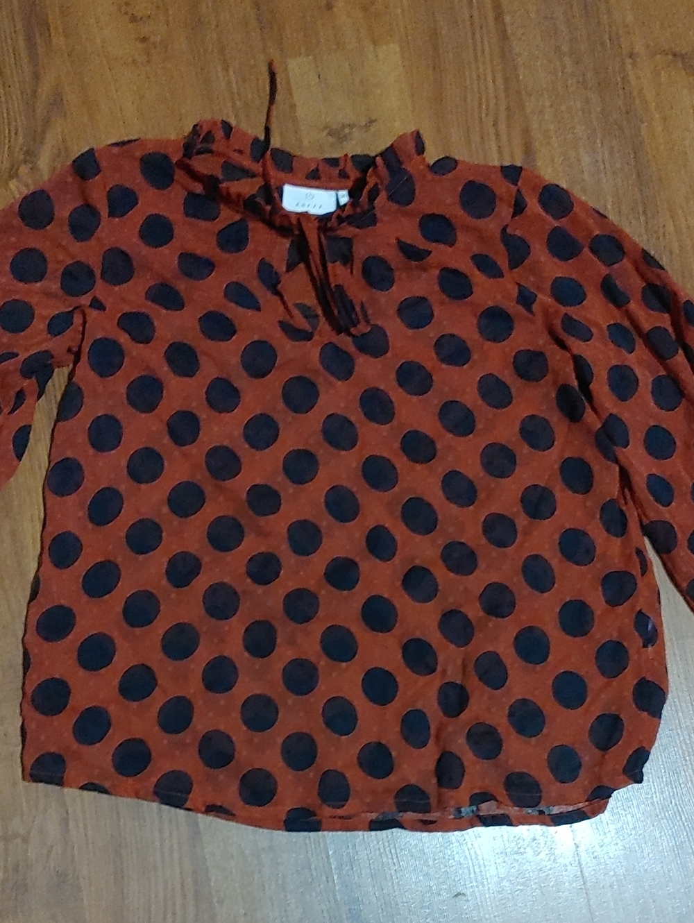 Kaffe Rust Orange Top with Black Polka Dots Sz 34